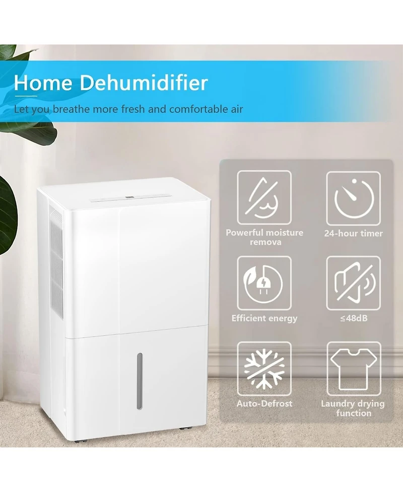 Cowsar Portable Dehumidfier, Max 80 Pints/Day Air Filters, Auto Defrosting Low noise with Led display Timer Fit for Basements, Garage, Living Room, Be