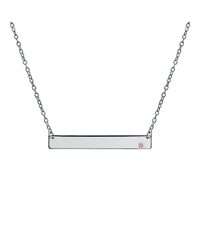 Bling Jewelry Horizontal Sideway Inspirational Flat Bar Name Plated Pendant Necklace .925 Sterling Silver Crystal Accent