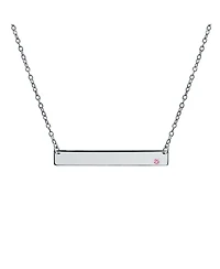 Bling Jewelry Horizontal Sideway Inspirational Flat Bar Name Plated Pendant Necklace .925 Sterling Silver Crystal Accent