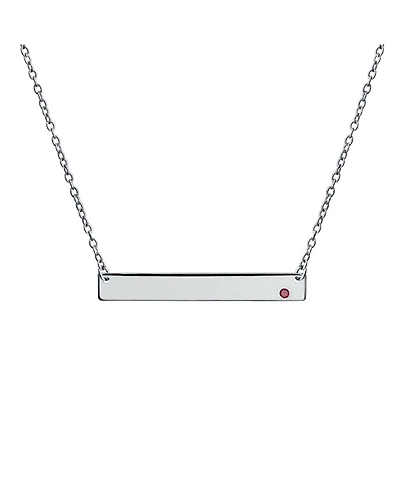 Bling Jewelry Horizontal Sideway Inspirational Flat Bar Name Plated Pendant Necklace .925 Sterling Silver Crystal Accent