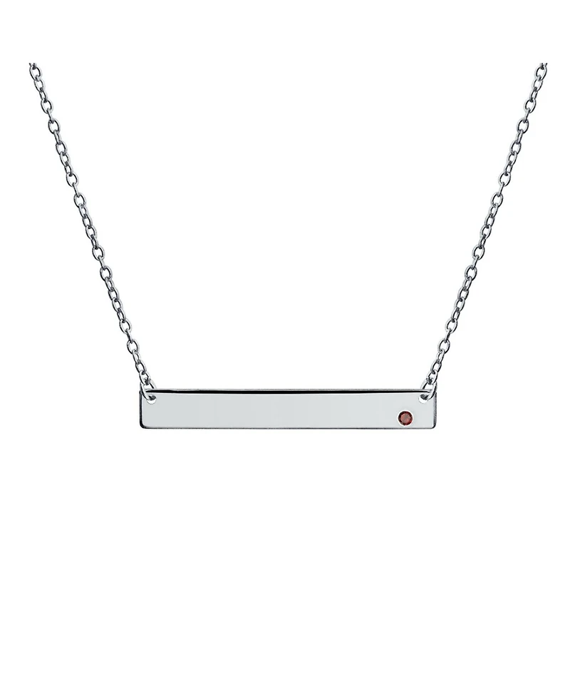 Bling Jewelry Horizontal Sideway Inspirational Flat Bar Name Plated Pendant Necklace .925 Sterling Silver Crystal Accent