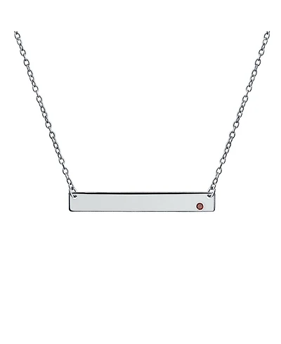 Bling Jewelry Horizontal Sideway Inspirational Flat Bar Name Plated Pendant Necklace .925 Sterling Silver Crystal Accent