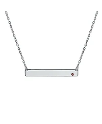Bling Jewelry Horizontal Sideway Inspirational Flat Bar Name Plated Pendant Necklace .925 Sterling Silver Crystal Accent