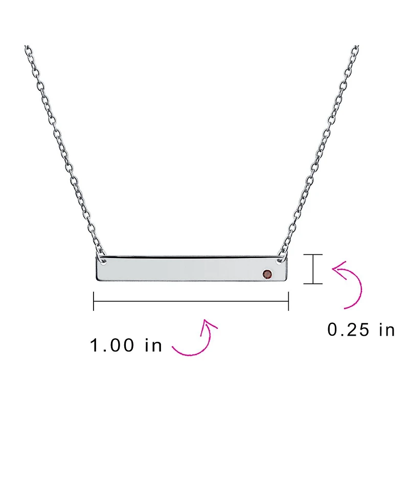Bling Jewelry Horizontal Sideway Inspirational Flat Bar Name Plated Pendant Necklace .925 Sterling Silver Crystal Accent