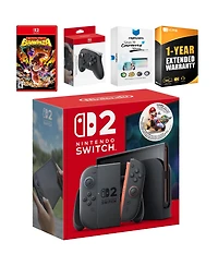 Nintendo Switch 2 + Mario Kart World Bundle with Donkey Kong Bonanza, Pro Controller, MightySkins Code and 1 Cps Year Extended Warranty