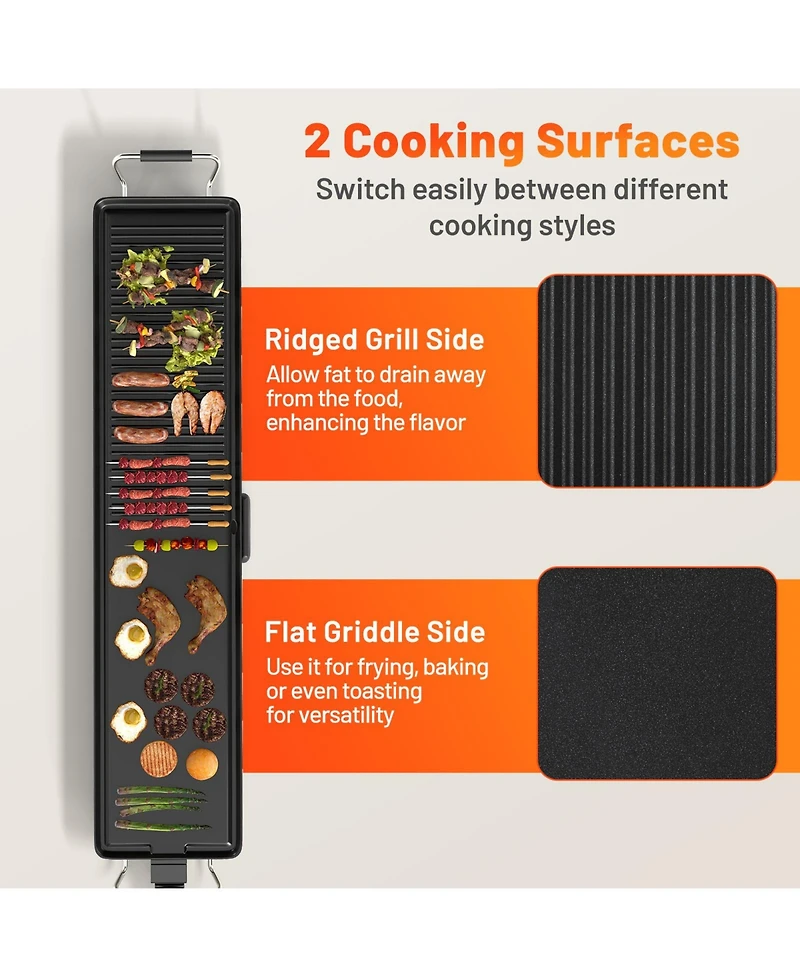 Slickblue Extra Large Electric Griddle with 2 Cooking Surface and Adjustable Temperatures