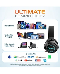 Delton Wireless Gaming Headset with Retractable Cvc Mic, Auto Pair Usb Dongle, 35 hrs Talk time, Fast Charging Gaming Headphones with Rgb Light for Pc
