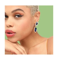 Sohi Women's Blue Crystal Drop Earrings