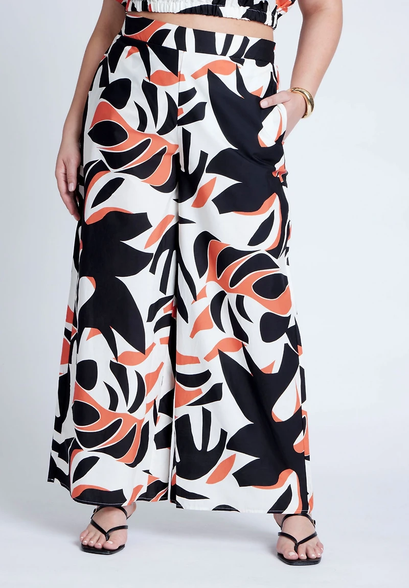Eloquii Women's Wide Leg Printed Pant