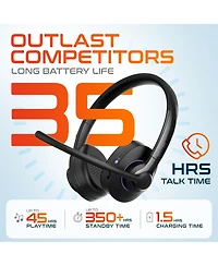 Delton 60X Wireless Headset with Noise Cancelling Microphone for Work, Bluetooth Headset for Calls with Usb Dongle, Specially Designed for Ms Team, Me