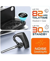 Delton Wireless Headset, Bluetooth Earpiece with Noise Canceling Microphone, Battery Display Charging Case Usb Dongle for Pc/Laptop/Mac/Phones, Compat
