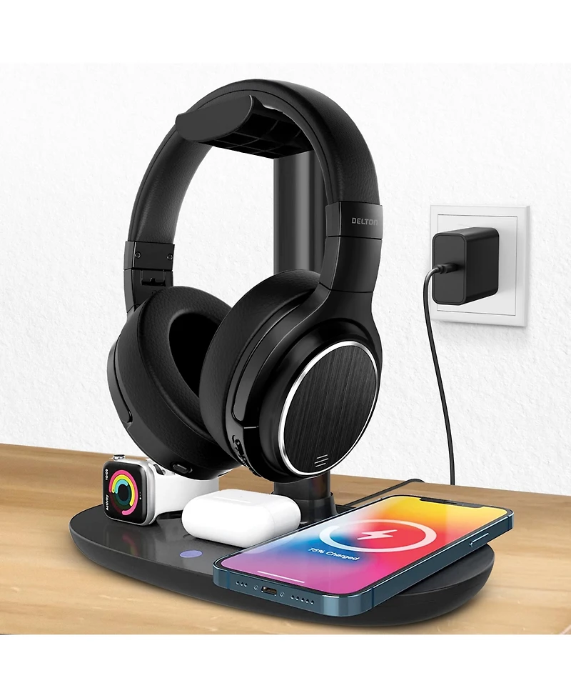 Delton M101 Wireless Computer Headset with Wireless Charger & Desktop Holder