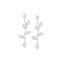 Sohi Women's Silver Embellished Foliage Drop Earrings