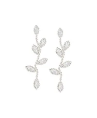 Sohi Womens Silver Embellished Foliage Drop Earrings