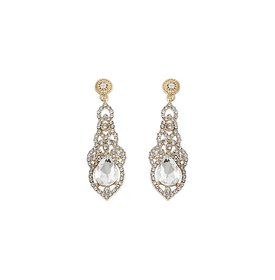 Sohi Women's Green Dazzling Drop Earrings