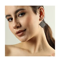 Sohi Women's Silver Bling Drop Earrings
