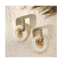 Sohi Women's White Link Drop Earrings