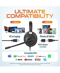 Delton 42Y Usb Headset with Mic, Hi-Fi Stereo Sound, Over-Ear Computer Headset with Noise Cancelling Microphone, In-Line Controls, Compatible with Pc,
