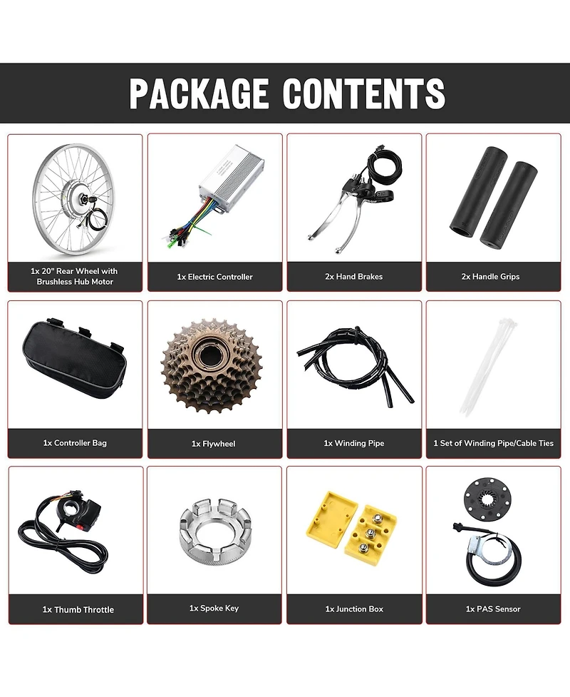 Yescom Electric Bicycle Motor Conversion Kit for 24" 750W 36V E-bike Rear Wheel