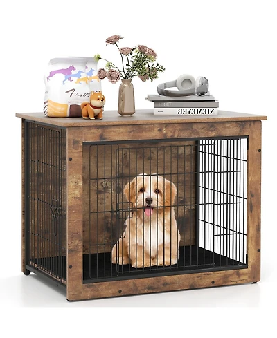 Ecooso Dog Crate Furniture with Cushion and Double Doors for Small/Medium Dogs
