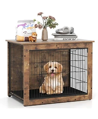 Ecooso Dog Crate Furniture with Cushion and Double Doors for Small/Medium Dogs