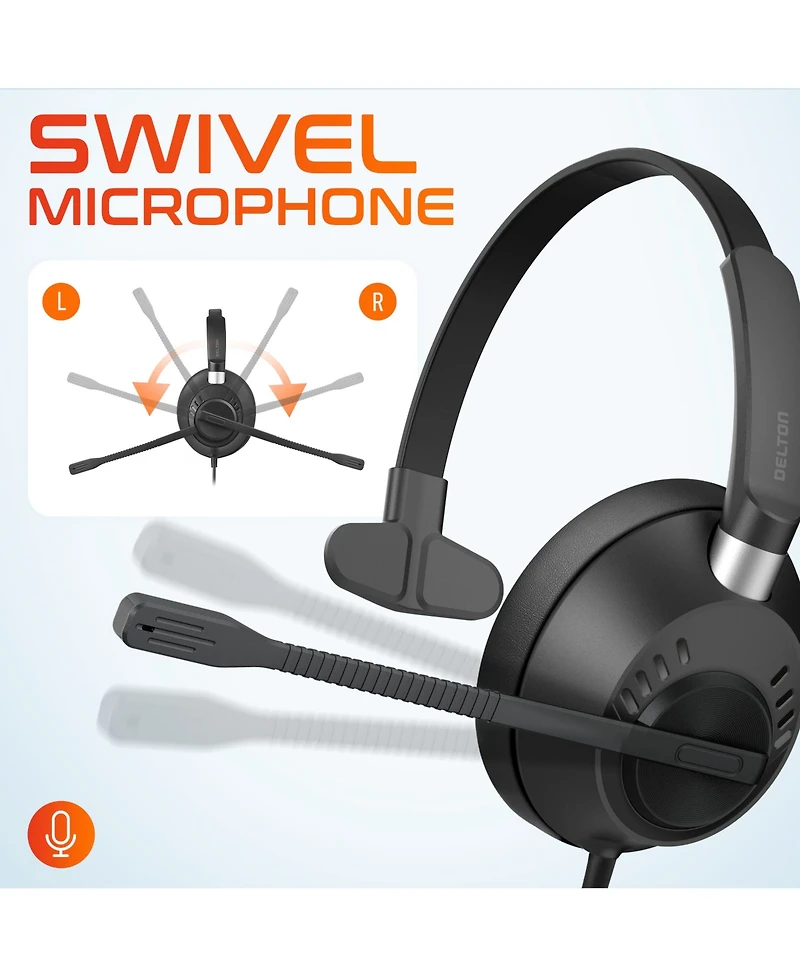 Delton 40Y Usb/Usb-c Mono Headset with Noise Canceling Mic (DWH40YAC)