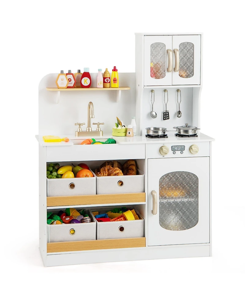 Kids Kitchen Playset with Cooking Accessories and Toy Cuttable Veggies