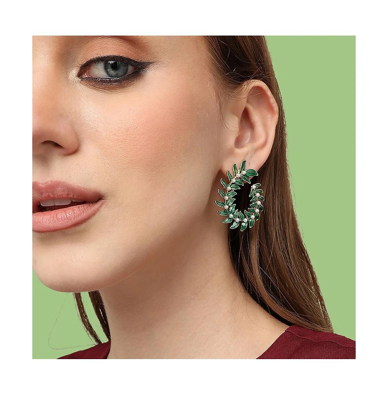 Sohi Women's Green Wreath Drop Earrings