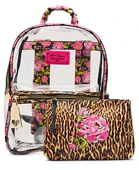 Betsey Johnson Wild Child Clear Large Backpack with Pouch