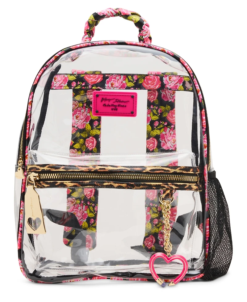 Betsey Johnson Wild Child Clear Large Backpack with Pouch