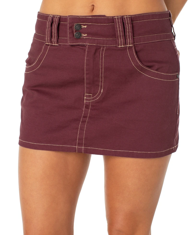 Celebrity Pink Juniors' Double-Button Contrast-Stitch Mini Skirt