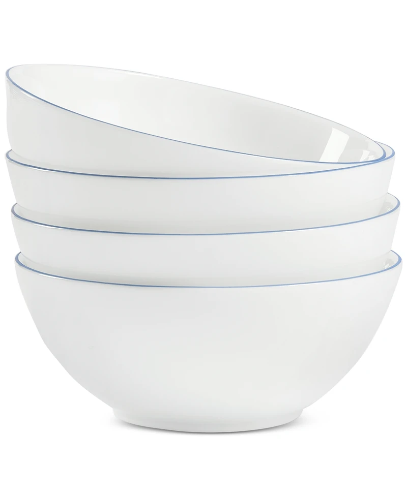 Arch Studio Opal Glass Blue Rim Coupe Cereal Bowl, Set of 4, Exclusively at Macy's