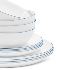 Arch Studio Opal Glass Blue Rim 12 Pc. Dinnerware Set, Service for 4, Exclusively at Macy's