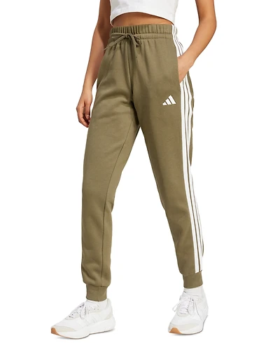 adidas Women's Essentials Three Stripes Fleece Slim Pants