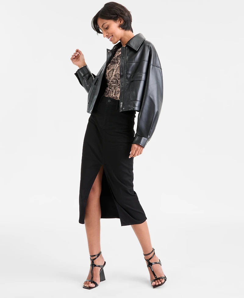 Guess Women's Flaminia Cropped Faux-Leather Jacket