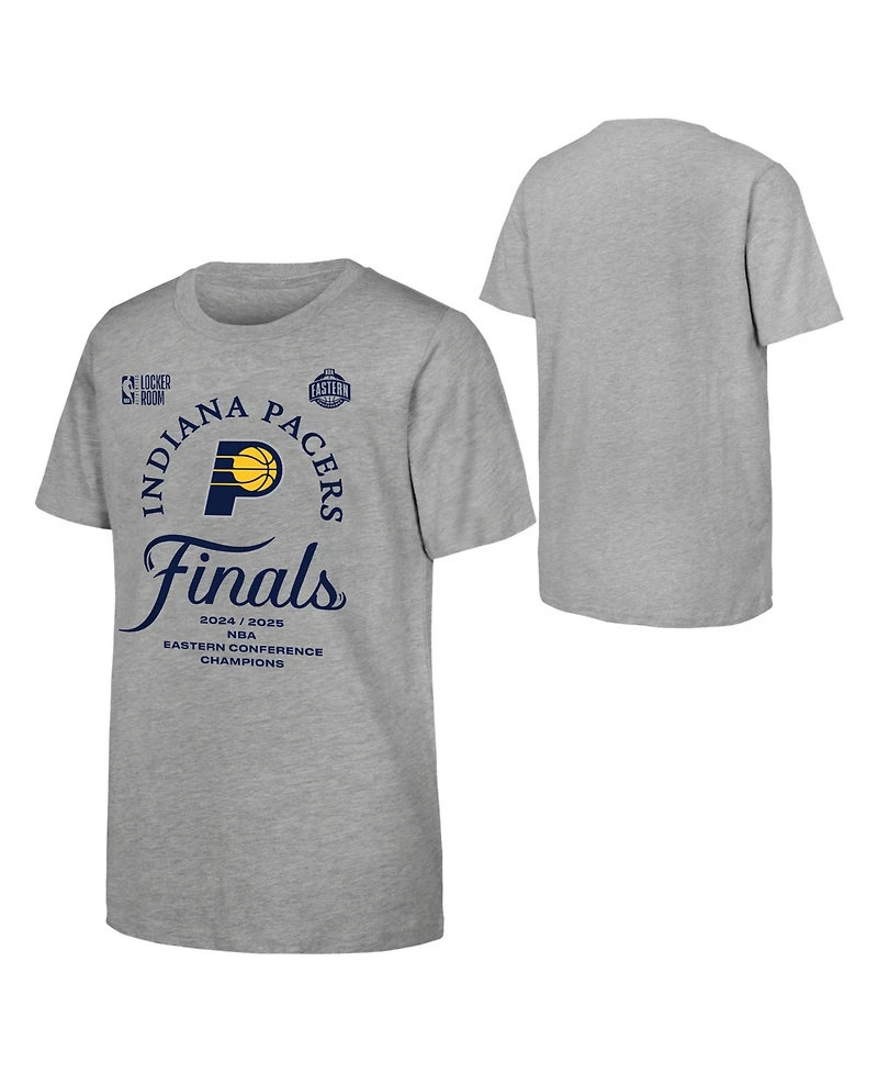 Fanatics Big Boys and Girls Gray Indiana Pacers 2025 Nba Eastern Conference Champions Locker Room T-Shirt