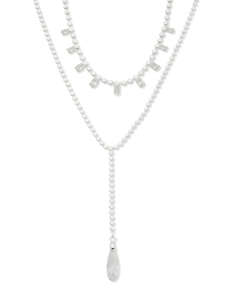 Anne Klein Crystal Two-Row Lariat Y-Neck Necklace