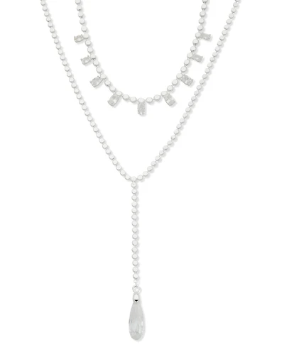Anne Klein Crystal Two-Row Lariat Y-Neck Necklace