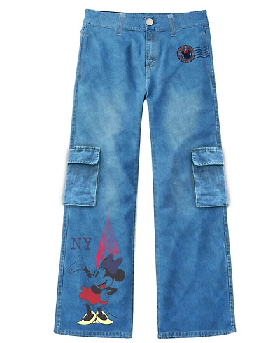 Disney Big Girls Minnie Cargo Denim Jeans
