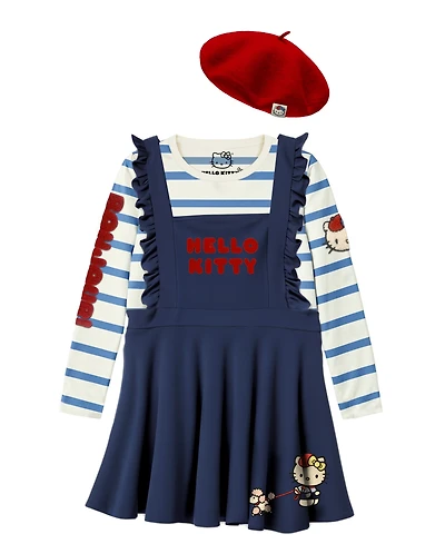 Hello Kitty Toddler and Little Girls 3-Piece Top, Hat Jumper Set