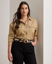 Lauren Ralph Plus Relaxed-Fit Featherweight Cotton Shirt