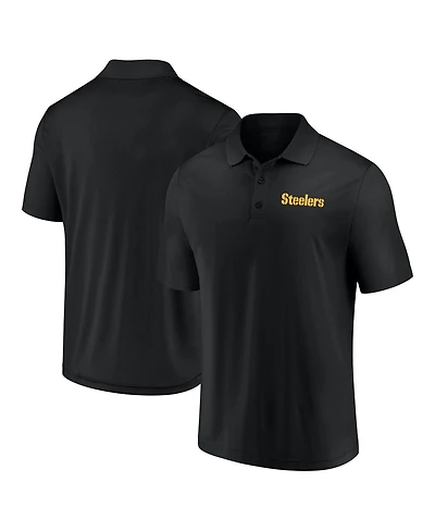 Fanatics Men's Black Pittsburgh Steelers Push Back Polo Shirt