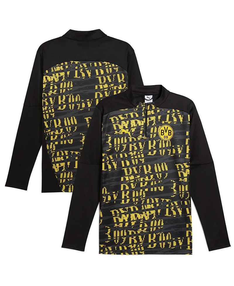 Puma Men's Black Borussia Dortmund 2024/25 Pre-Match Quarter-Zip Sweatshirt