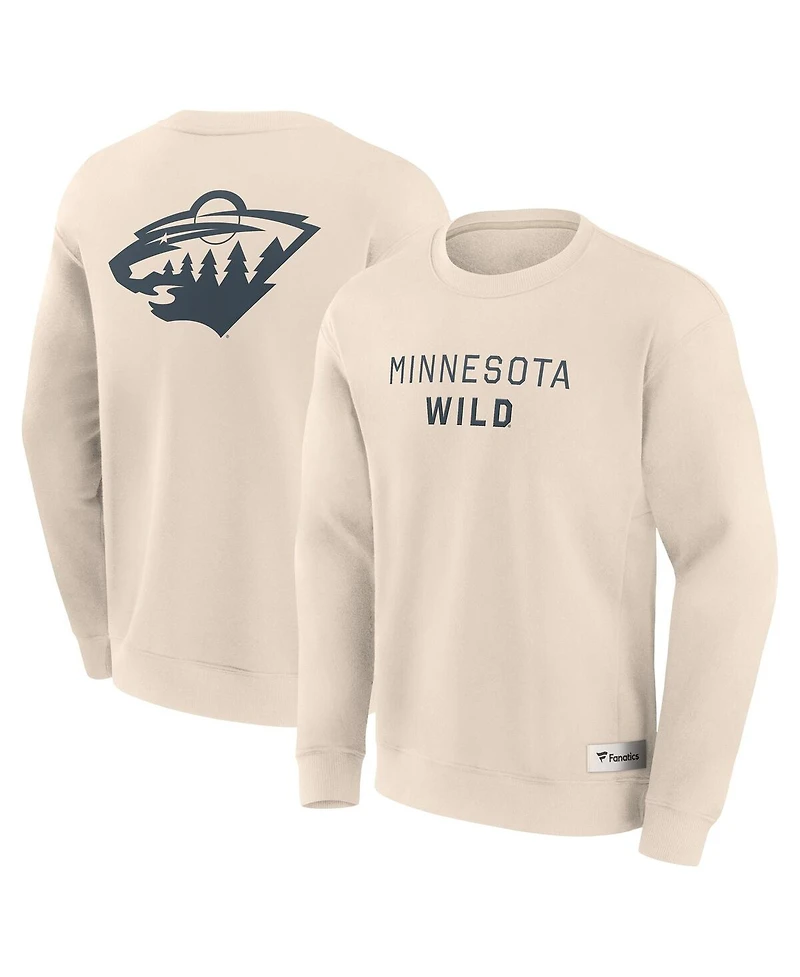 Fanatics Men's Cream Minnesota Wild Elements Future Ground Lettering Pullover Sweatshirt