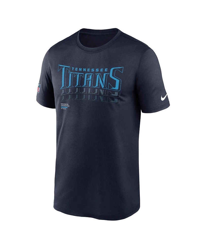 Nike Men's Navy Tennessee Titans Wordmark Block Sideline Legend Performance T-Shirt