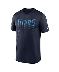 Nike Men's Navy Tennessee Titans Wordmark Block Sideline Legend Performance T-Shirt