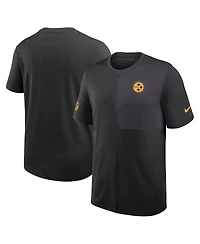 Nike Men's Black Pittsburgh Steelers Sideline Uv Performance Coach Shirt