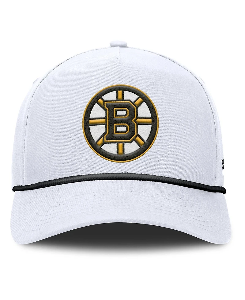 Fanatics Men's White Boston Bruins Rope A-Frame Adjustable Hat