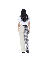blue revival Women's Mixed-Pattern Wide Leg Trouser