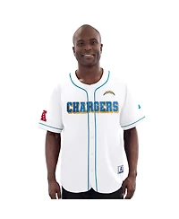 Starter Men's White Los Angeles Chargers Relay Full-Button Baseball Jersey